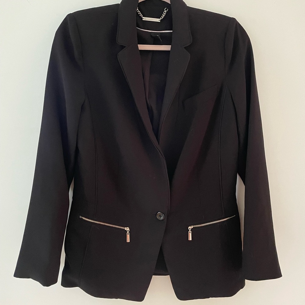White House Black Market blazer. Size 2. Black with gold zipper pockets